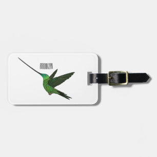 Étiquette À Bagage Illustration d'un colibri à bec épée