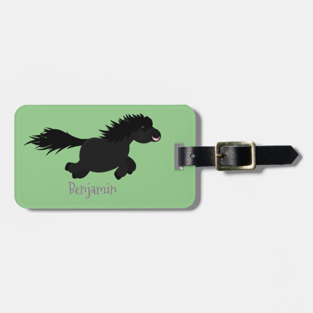 Étiquette À Bagage Illustration d'un poney de Shetland mignon (Devant horizontal)