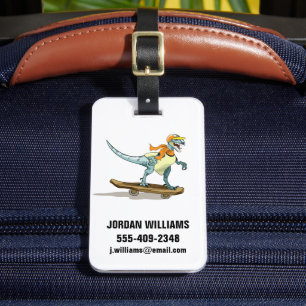 Étiquette À Bagage Illustration D'Un Raptor Skateboard.