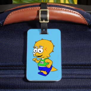 Étiquette À Bagage Illustration D'Un Tricératops Runner.