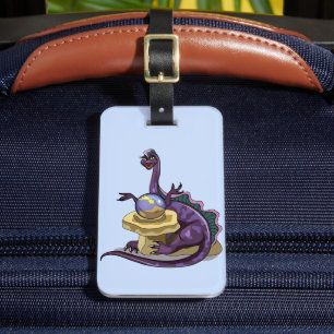 Étiquette À Bagage Illustration D'Un Vendeur Fortune Plateosaurus.