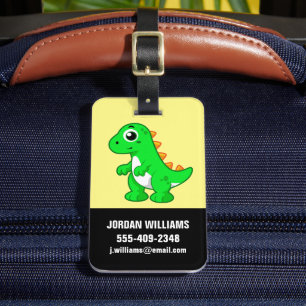 Étiquette À Bagage Illustration Mignonne Du Tyrannosaurus Rex.