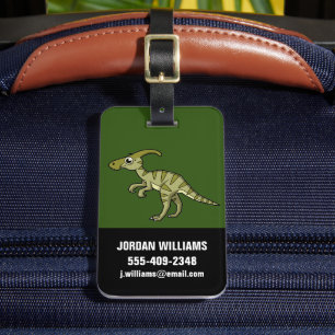 Étiquette À Bagage Illustration Mignonne D'Un Parasaurolophus Dinosau