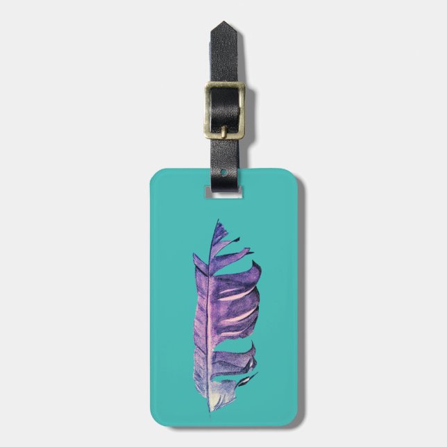 Étiquette À Bagage Illustration originale de dessin de plumes (Devant Vertical)