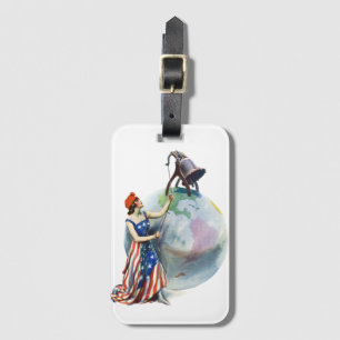 Étiquette À Bagage Illustration patriotique vintage de Lady Liberty p