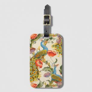 Étiquette À Bagage Illustrations de Peacock et de poppies vintages