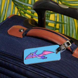 Étiquette À Bagage Image Mignonne D'Un Ptérodactyle Volant.