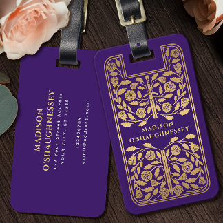Étiquette À Bagage Imaginaire médiéval violet Nom de l'épée d'or