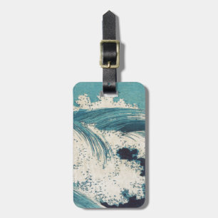 Étiquette À Bagage Impression antique japonaise de vagues bleues de l