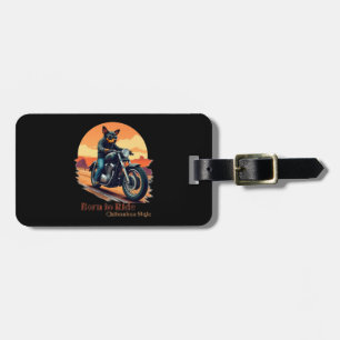Étiquette À Bagage Impression d'art de moto Chihuahua né pour rouler