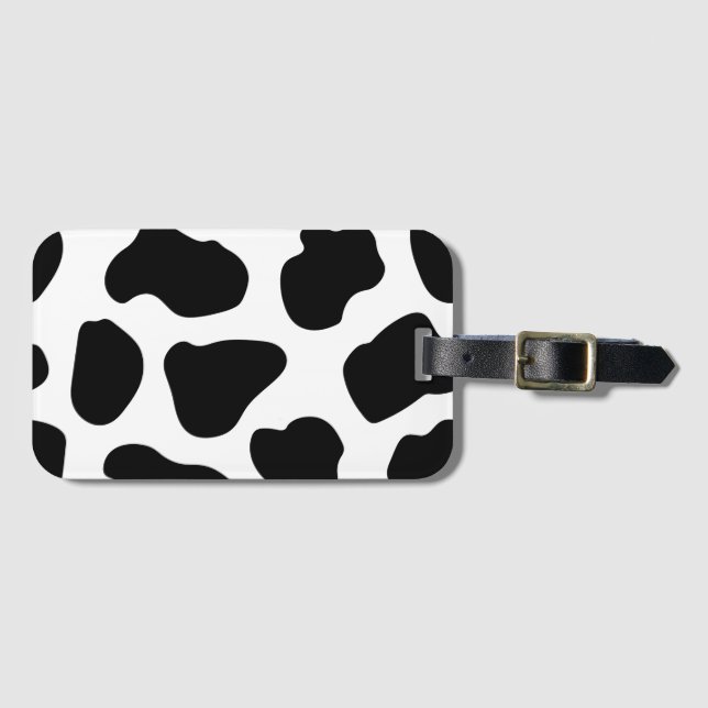 Étiquette À Bagage Impression de vache blanche noire (Devant Horizontal)