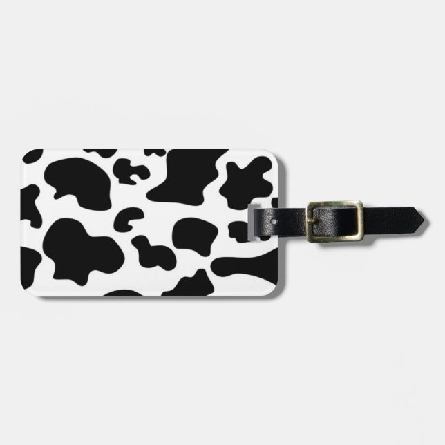 Étiquette À Bagage Impression de vache noire et blanche (Devant horizontal)