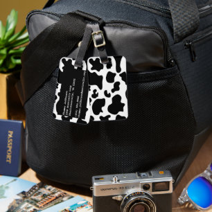 Étiquette À Bagage Impression de vache noire et blanche
