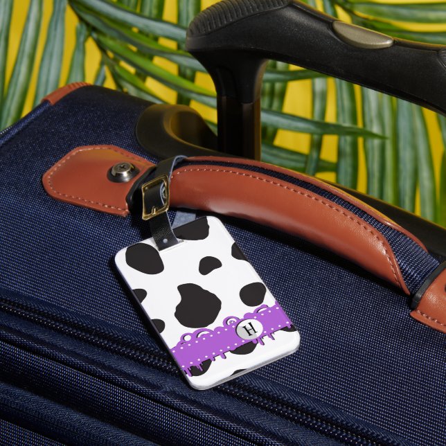 Étiquette À Bagage Impression Vache, Spots Vaches, Noir Et Blanc, Mon (Insitu Rectoal 1)
