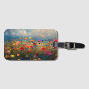 Étiquette À Bagage Impressionniste Fleur sauvage vibrant