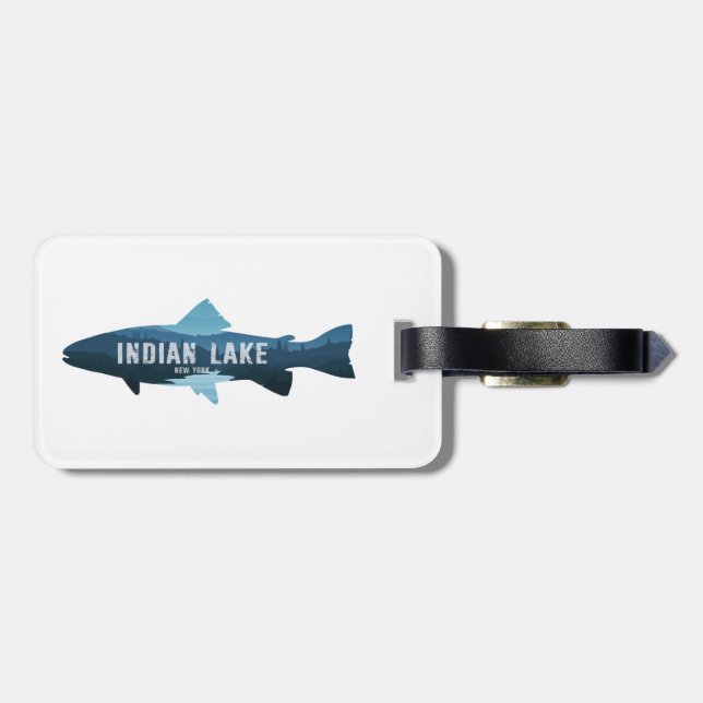Étiquette À Bagage Indian Lake New York Fish (Dos horizontal)