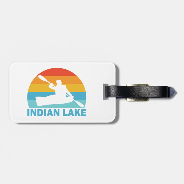 Étiquette À Bagage Indian Lake New York Kayak (Dos horizontal)