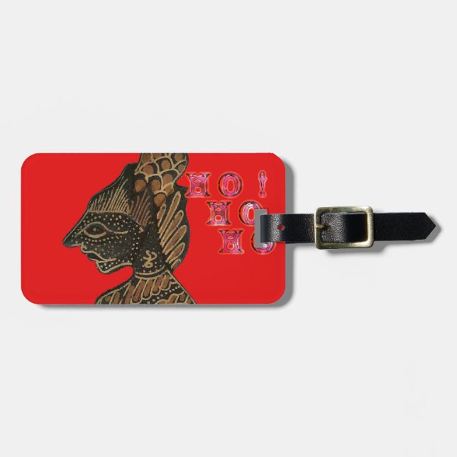 Étiquette À Bagage Indonesi Shadow Puppet Hohoho Design sur toile rou (Devant horizontal)