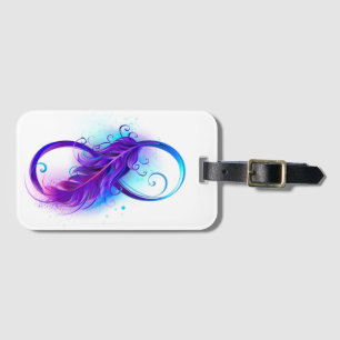 Étiquette À Bagage Infinity with purple feather