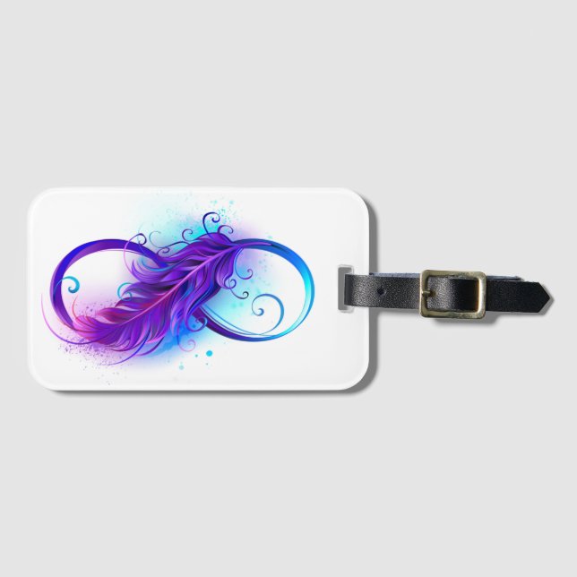 Étiquette À Bagage Infinity with purple feather (Devant Horizontal)