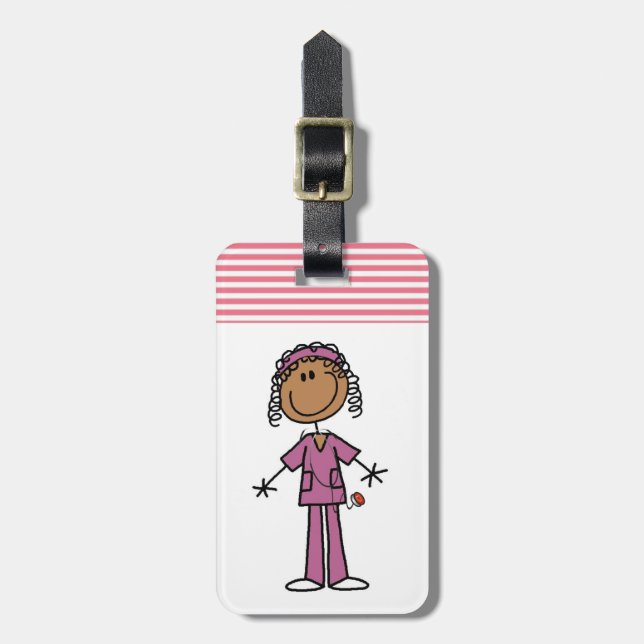Étiquette À Bagage Infirmière d'Afro-américain (Devant Vertical)