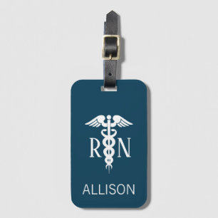 Étiquette À Bagage Infirmière inscrite RN Caduceus Marine Médicale Bl