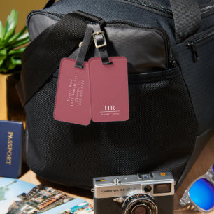 Étiquette À Bagage Initiales du monogramme de la Masculine rouge et b