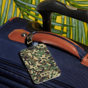 Étiquette À Bagage Initiales du monogramme motif camouflage Camo