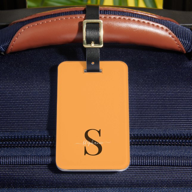 Étiquette À Bagage Initiales et nom du monogramme jaune pâle (Insitu Rectoal 2)