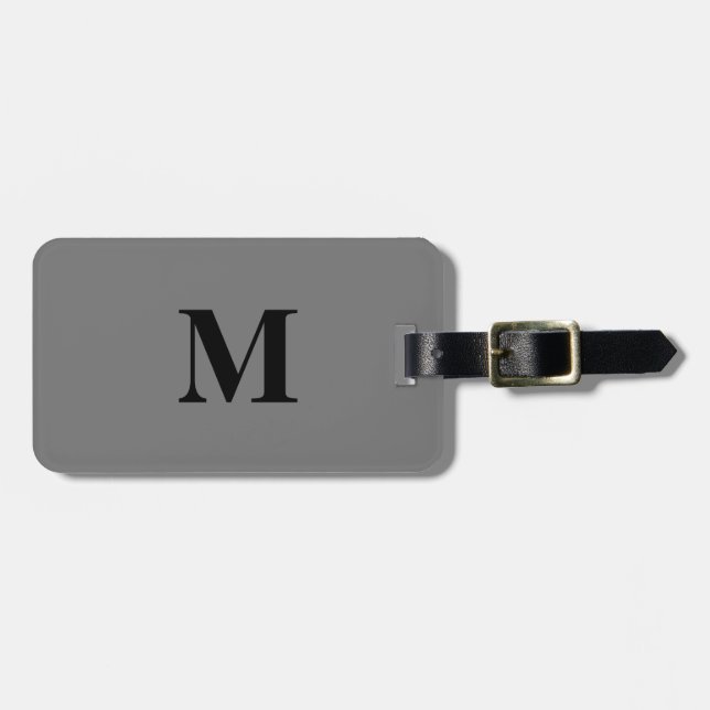 Étiquette À Bagage Initiales Monogrammes Nom personnalisé Cadeau noir (Devant horizontal)