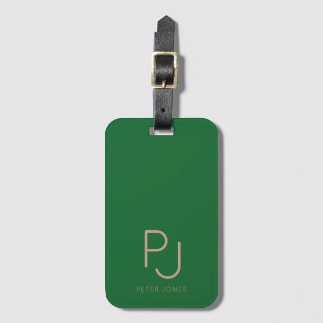 Étiquette À Bagage Initiales monogrammes personnalisées (Devant Vertical)