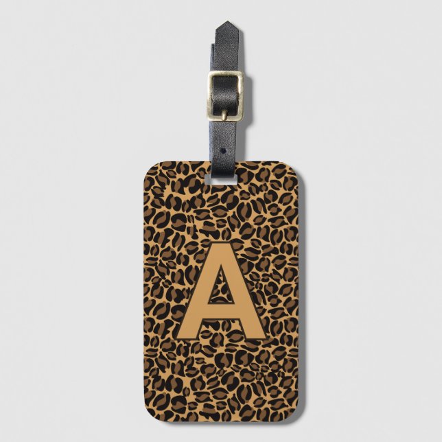 Étiquette À Bagage Initiales personnalisées Leopard poster de animal (Devant Vertical)