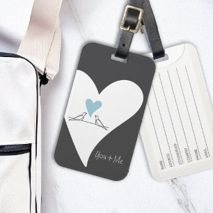 Étiquette À Bagage Inséparables modernes personnalisés Light Blue Hea
