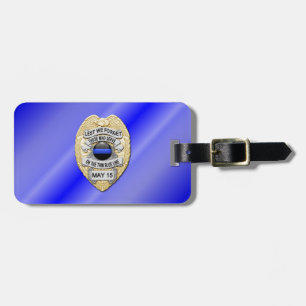 Étiquette À Bagage Insigne de ligne bleue mince avec bouton sur l'env