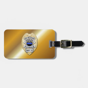 Étiquette À Bagage Insigne de ligne bleue mince avec bouton sur l'env