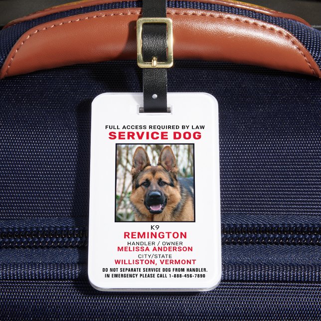 Étiquette À Bagage Insigne d'identité de la photo du service animal (Créateur téléchargé)