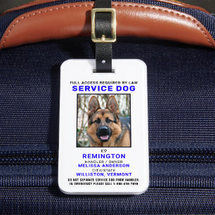 Étiquette À Bagage Insigne d'identité photo de chien de service perso