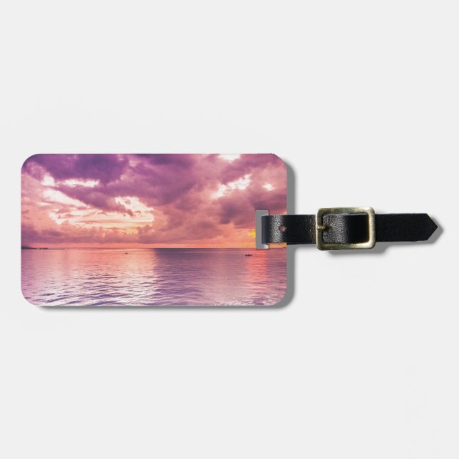 Étiquette À Bagage Inspiration du coucher de soleil sur l'océan (Devant horizontal)