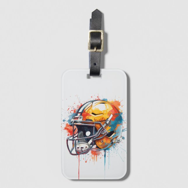 Étiquette À Bagage Inspirational Motivational Football Helmet  (Devant Vertical)