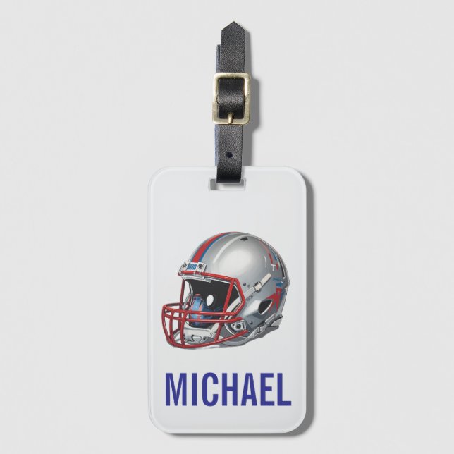 Étiquette À Bagage Inspirational Motivational Football Helmet Name (Devant Vertical)