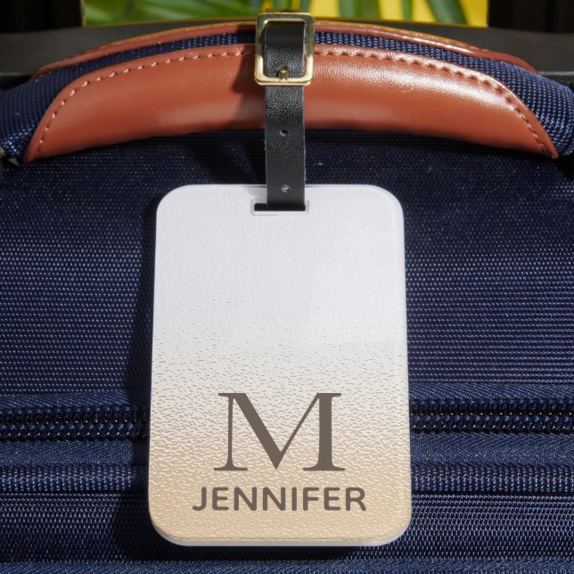 Étiquette À Bagage Iridescente Elegant Monogramme Nom Personnalisé (Insitu Rectoal 2)