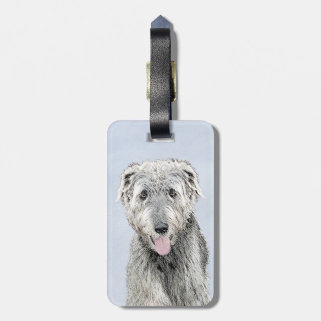 Étiquette À Bagage Irish Wolfhound Painting (Dos Vertical)