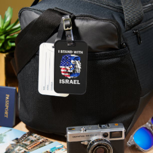 Étiquette À Bagage Israël et drapeau américain Lion _ Je suis avec Is
