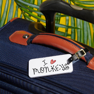Étiquette À Bagage J'adore la typographie manuscrite des singes migno