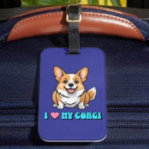 Étiquette À Bagage J'adore mon Corgi