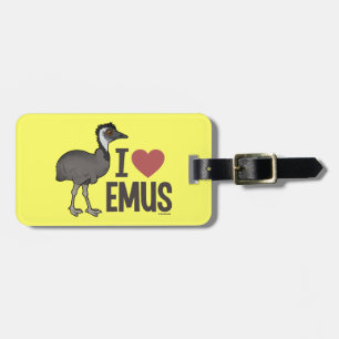 Étiquette À Bagage J'aime des émeus