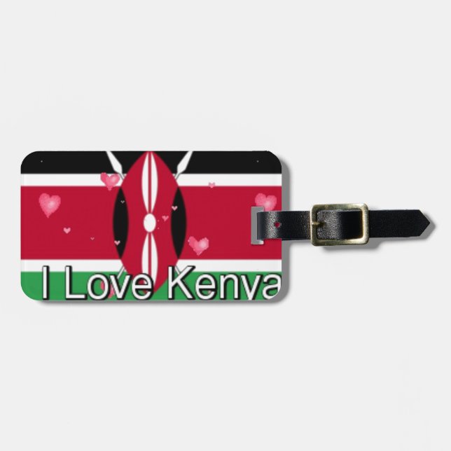 Étiquette À Bagage J'aime ! Image de drapeau du Kenya Hakuna Matata (Devant horizontal)