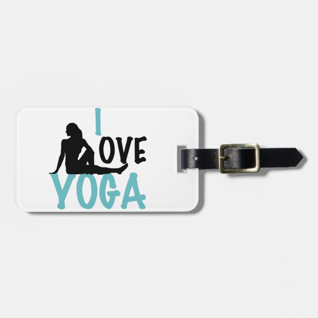 Étiquette À Bagage J'aime le yoga (Devant horizontal)