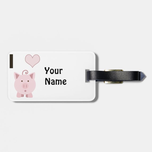 Étiquette À Bagage J'aime les cochons roses (Dos horizontal)