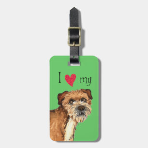 Étiquette À Bagage J'aime ma frontière Terrier